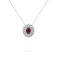 Jewelled Vault 2.06ct Oval Pigeon’s Blood Ruby and Diamond High Jewellery Pendant In 18ct White Gold