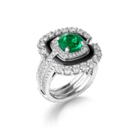2.21ct-Round-Emerald-Black-Spinel-and-Diamond-Ring-In-18ct-White-Gold
