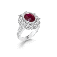 Jewelled Vault 3.02ct Oval Pigeon’s Blood Ruby and Diamond High Jewellery Ring In 18ct White Gold