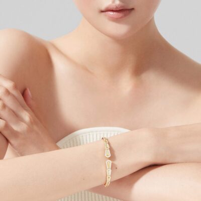 Fanfare Symphony Diamond and Golden Mother of Pearl Bangle